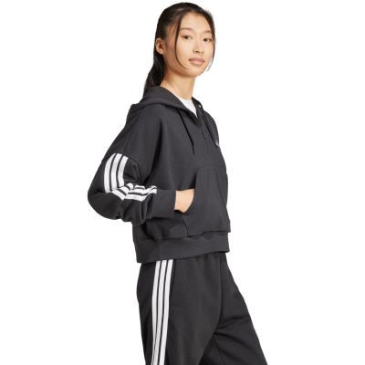 4. Women's adidas Essentials 3-Stripes French Terry Quarter-Zip Hoodie Black JN1956