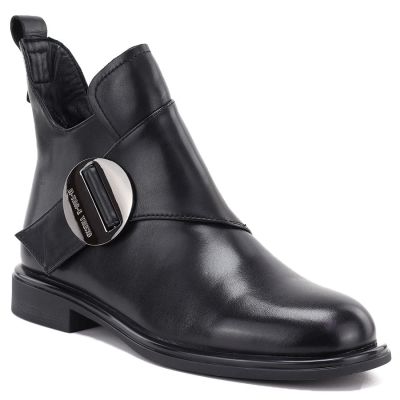 Black women’s leather ankle boots Artiker 59C1200