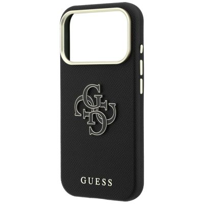 6. Guess Grained & Big Resin Logo Case for iPhone 18 Pro / 17 Pro - Black