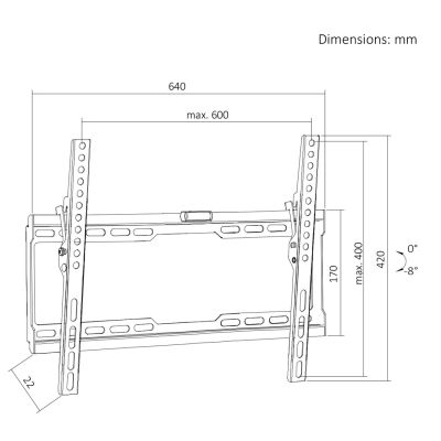4. MACLEAN TV MOUNT / HANGER 37-86'' MACLEAN TV MOUNT / HANGER, MAX VESA 600X400, 37-86", UP TO 45KG, BLACK, TILT ADJUSTMENT