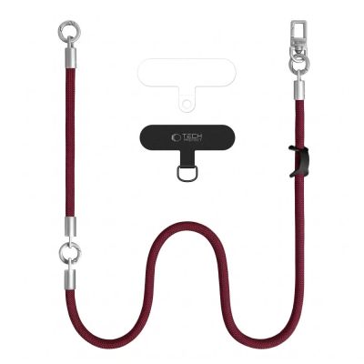 3. Tech-Protect C10S Crossbody Phone Lanyard (114 cm) + Wrist Lanyard (31 cm) – Burgundy Titanium