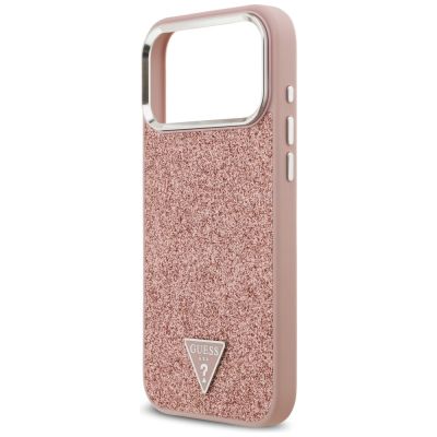 6. Guess Glitter Triangle Logo MagSafe Case for iPhone 17 Pro Max - Pink