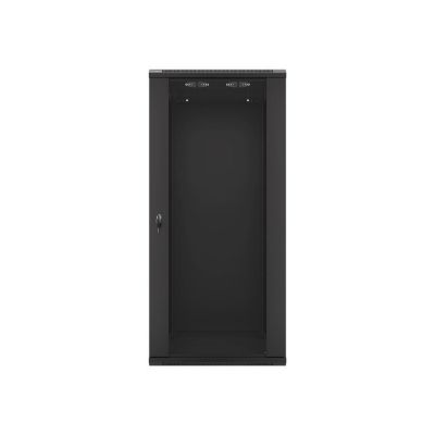 8. Lanberg WF01-6627-10B single-section cabinet (27U; 1300mm / 600mm / 600 mm; wall-mounted; Glass; 19''; black)