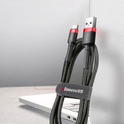 16. Baseus Cafule Cable durable nylon cable USB / USB-C QC3.0 2A 3M black-red (CATKLF-U91)