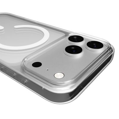5. Puro Lite Mag TPU+PC Case Compatible with MagSafe for iPhone 17 Pro - Transparent with White Ring