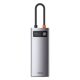 8. Baseus Metal Gleam 6-in-1 USB-C - USB-C PD 100W HUB 1x HDMI 4K 30Hz 3x USB-A 3.2 1x RJ45 - gray