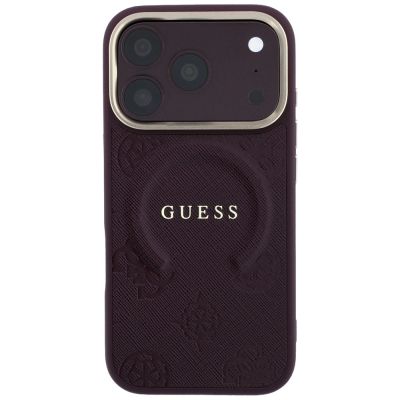3. Guess Saffiano Peony & Ring MagSafe case for iPhone 17 Pro / 18 Pro - burgundy