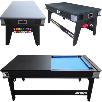 6. 4-IN-1 MULTIGAMING TABLE BILLIARDS TABLE TENNIS HOOK-UP DINING TABLE 189x94.1x81.3CM ENERO