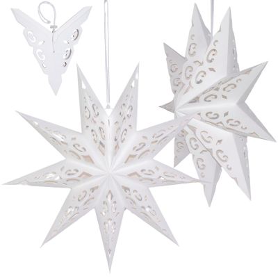 PAPER DECORATION STAR 45CM 9 ARMS WHITE