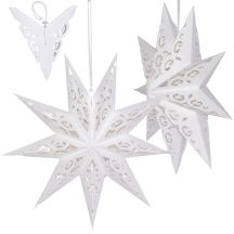 PAPER DECORATION STAR 45CM 9 ARMS WHITE