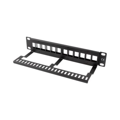 5. LANBERG PATCH PANEL BLANK 12 PORT 1U 10" WITH ORGANIZER FOR KEYSTONE MODULES BLACK PPKS-9112-B