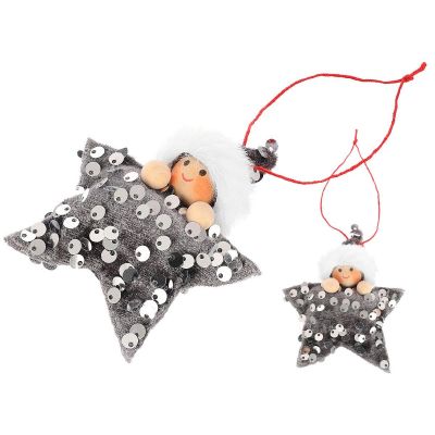 8. SET OF 3 PENDANTS STAR DOLLS SILVER SEQUINS
