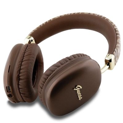 2. Guess GCube Metallic Script Logo Bluetooth on-ear headphones - brown