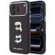 Karl Lagerfeld Saffiano with Karl & Choupette Heads Pins & Logo case for iPhone 18 Pro / 17 Pro - burgundy