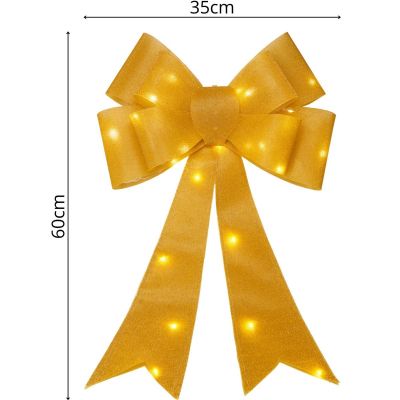 11. DECORATIVE BOW 60CM GOLD 25 LED