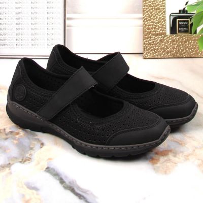 9. Comfortable Rieker W RKR575 openwork shoes, black