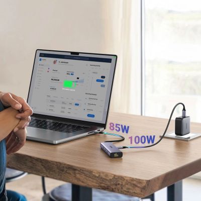 6. HUB Ugreen CM512 15598 6in1 USB-C - 3x USB-A 3.0 / HDMI / RJ45 / USB-C PD - gray