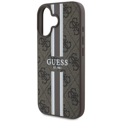 14. Guess 4G Printed Stripes MagSafe iPhone 16 Case - Brown