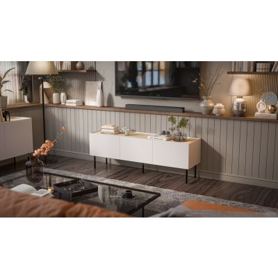 3. FELLINI TV Cabinet 150x40x52 Cashmere + Oiled Oak Top