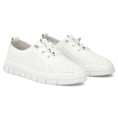 4. Women's leather openwork shoes, white Filippo DP7671