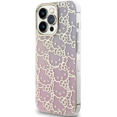 2. Hello Kitty IML Gradient Electrop Crowded Kitty Head Case for iPhone 13 Pro Max - Pink