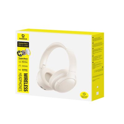 4. Baseus Bass BH1 Lite Wireless On-Ear Bluetooth 6.0 Headphones - White