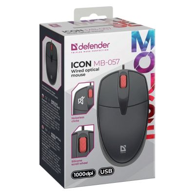 2. DEFENDER MOUSE ICON MB-057 BLACK OPTICAL 1000dpi 3P