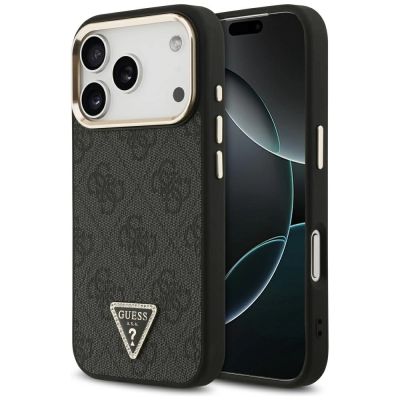 Guess 4G Triangle Logo MagSafe Case for iPhone 17 Pro / 18 Pro - Black and Gold
