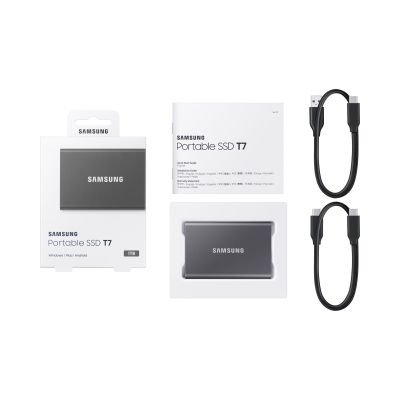 12. Samsung T7 External SSD Drive (1TB; USB 3.2; Gray; MU-PC1T0T/WW)