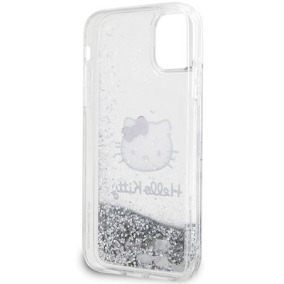 7. Hello Kitty Liquid Glitter Charms Kitty Head Case for iPhone 11 / Xr - Silver