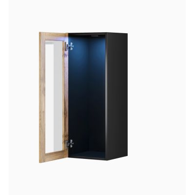 2. VIGO '90' display cabinet, glass 90/35/32, black/wotan oak