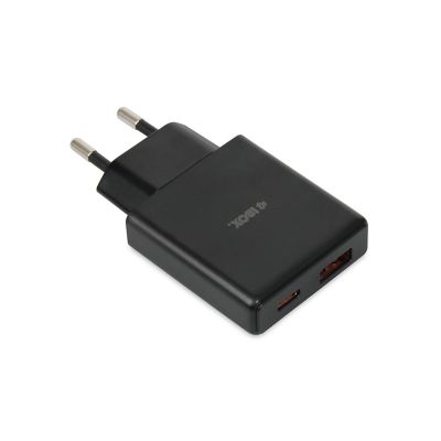 IBOX UNIVERSAL CHARGER C-43 GAN PD30W SLIM USB A+C BLACK