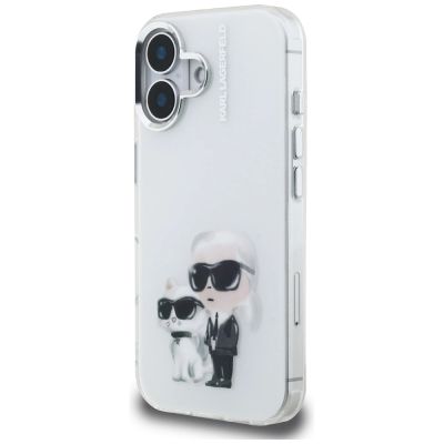 2. Karl Lagerfeld IML Aquarelle Karl & Choupette & Logo iPhone 16 Case - White
