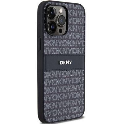 4. DKNY Leather Mono Stripe & Metal Logo case for iPhone 14 Pro Max - black