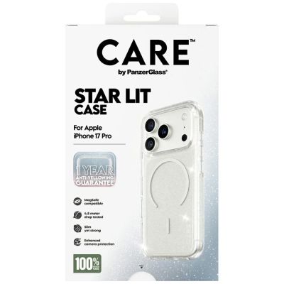 5. CARE by PanzerGlass Flagship Urban Explorer Case w. White MagSafe for iPhone 17 Pro - Clear Glitter