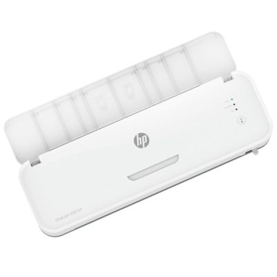16. HP ONELAM 400 A3 Laminator, cold/hot, integrated trimmer, corner rounder, speed 40cm/min + 15 pouches: 3xA4, 4xA5, 4xA6, 4xB-CARD, white