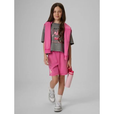 4. Girls' boxy T-shirt with print 4F 4FJRAW26TTSHF4239-22S