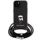 2. Karl Lagerfeld Crossbody Saffiano Monogram Metal Pin Karl & Choupette Case for iPhone 15 - Black