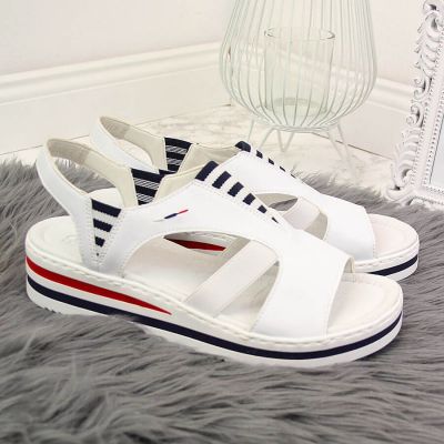 10. Rieker W V02Y5 wedge sandals white 
