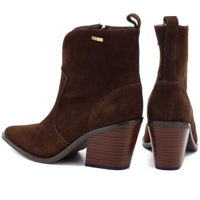 12. Women's leather ankle boots, insulated, brown cowboy boots, Big Star SS274473