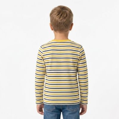 4. Wood Wood Kim Off-white/yellow stripes long sleeve t-shirt - 10235409-2323-Stripes