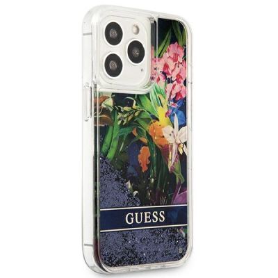 4. Guess GUHCP13LLFLSB iPhone 13 Pro / 13 6.1" blue/blue hardcase Flower Liquid Glitter