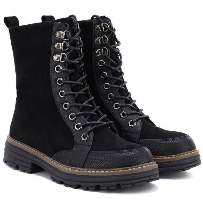 4. Women's suede ankle boots, black, M.Daszyński SA259-4