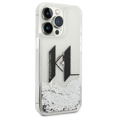 4. Karl Lagerfeld Liquid Glitter Big KL case for iPhone 14 Pro - silver