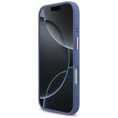 5. Guess 4G Strass Logo & Big Strap Metal Buttons MagSafe Case for iPhone 17 - Blue
