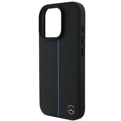6. Mercedes MB Blue Line Leather MagSafe iPhone 16 Pro Case - Black