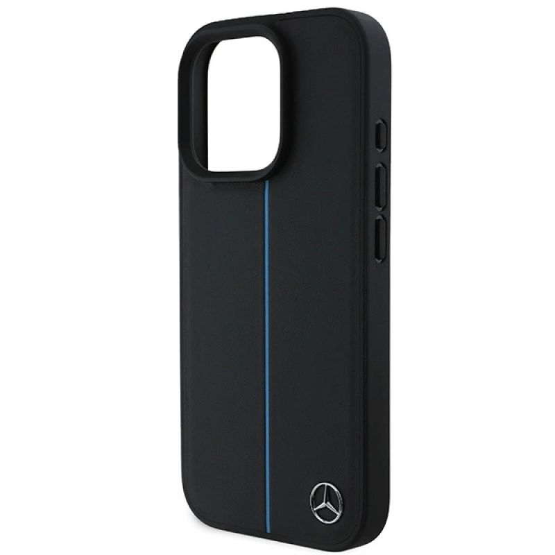 6. Mercedes MB Blue Line Leather MagSafe iPhone 16 Pro Case - Black