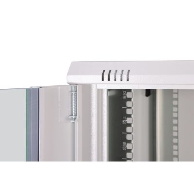 7. Digitus DYNAmic 19" 12U 600x600 wall-mounted network cabinet, glass door, gray, undivided, assembled, 60kg