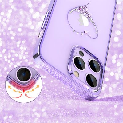 3. Silicone case with Swarovski crystals Kingxbar Wish Series for iPhone 14 Plus - purple