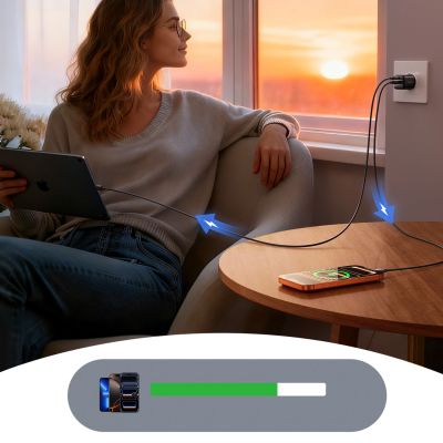 14. Joyroom JR-TG7 33W USB-A + USB-C Wall Charger with 60W USB-C to USB-C 1m Cable - Black